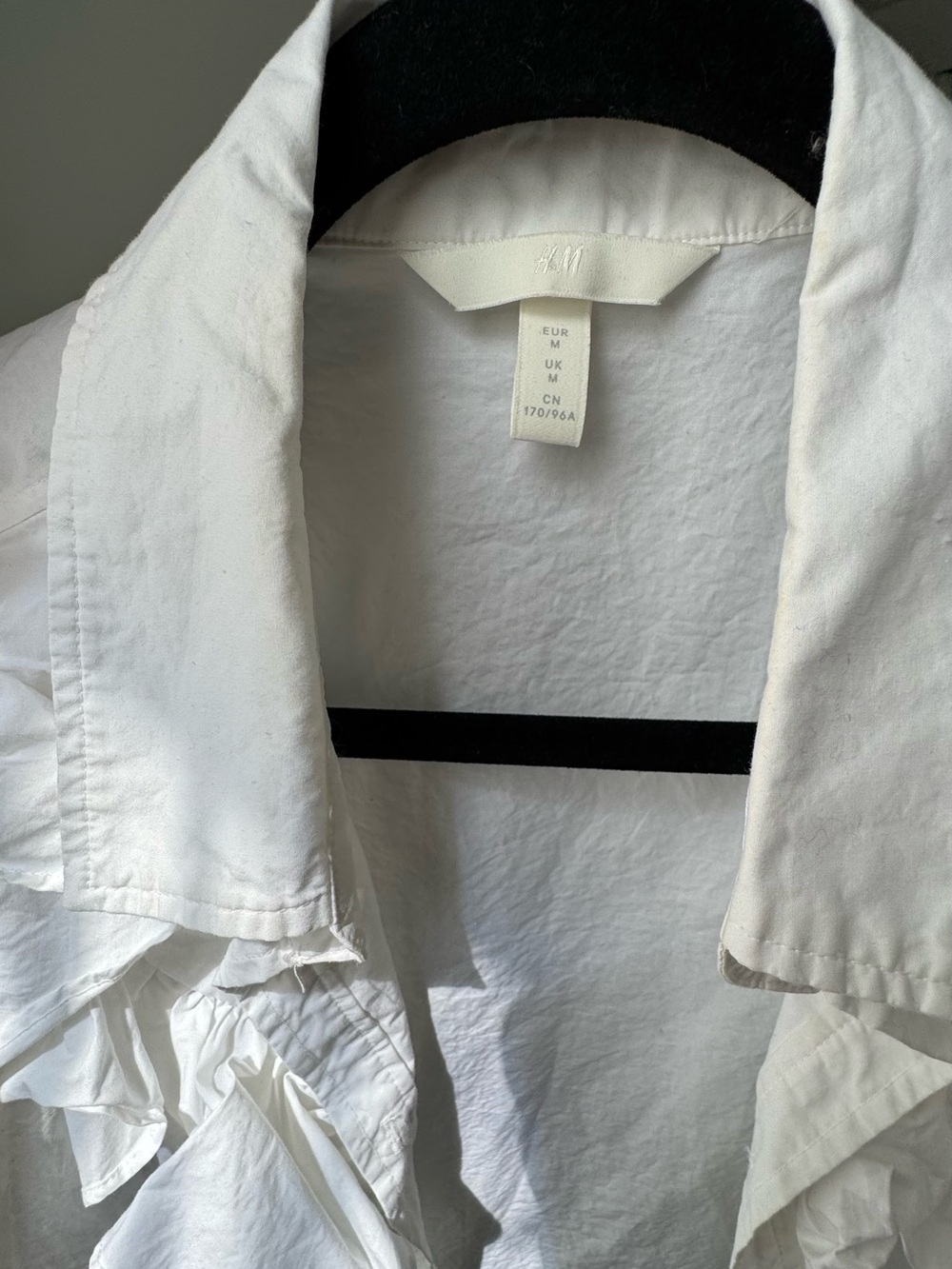 H&M 100% cotton White Ruffle-Detail Button Down Shirt - Picture 8 of 14
